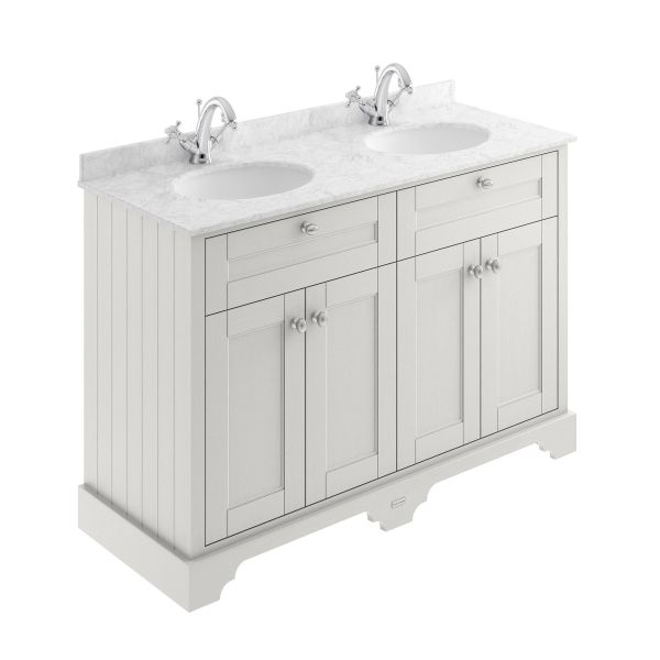 1200mm Cabinet & Double Marble Top (1TH) - Hudson Reed LOF465 Timeless Sand, Grey colour ,image 1