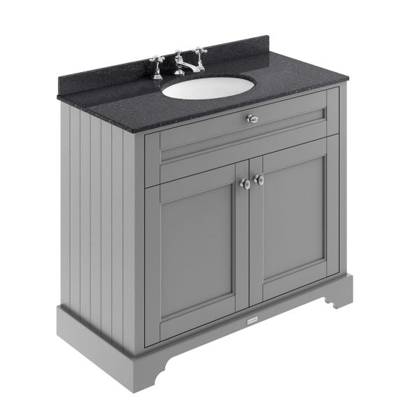 1000mm Cabinet & Marble Top (3TH) - Hudson Reed LOF279 Storm Grey, Grey colour ,image 1