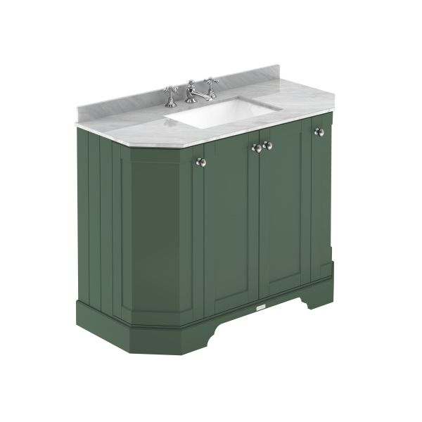 1000mm 4-Door Angled Unit & Marble Top 3TH - Hudson Reed LOF887 Hunter Green, Green colour ,image 1