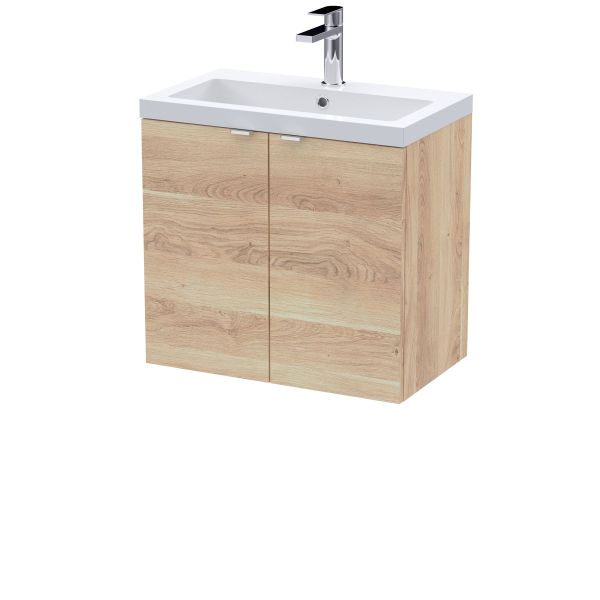 600mm 2-Door Wall Hung Unit & Basin - Hudson Reed CBI3036A Oak, Oak colour ,image 1