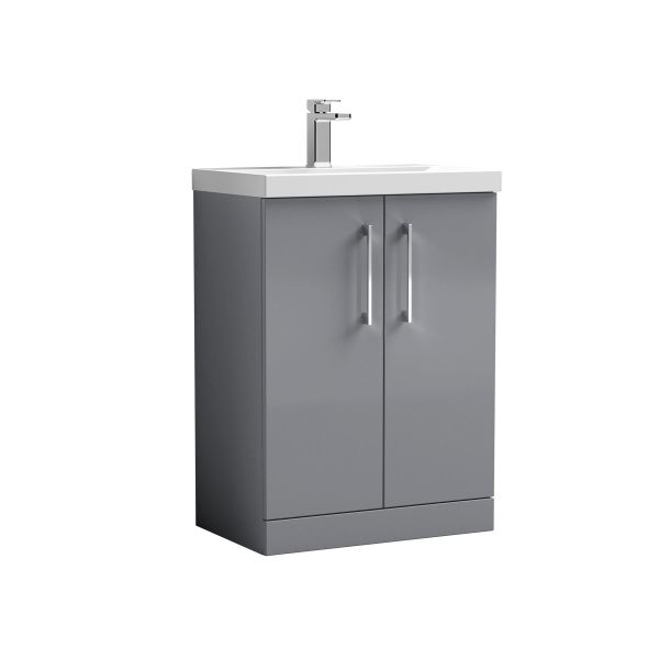 600mm Floor Standing 2 Door Vanity & Basin 1 - Nuie ARN2203A Grey, Grey colour ,image 1
