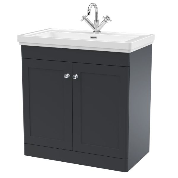 800mm Floor Standing 2-Door Vanity & Basin 1TH - Nuie CLC1426A Black, Black colour ,image 1