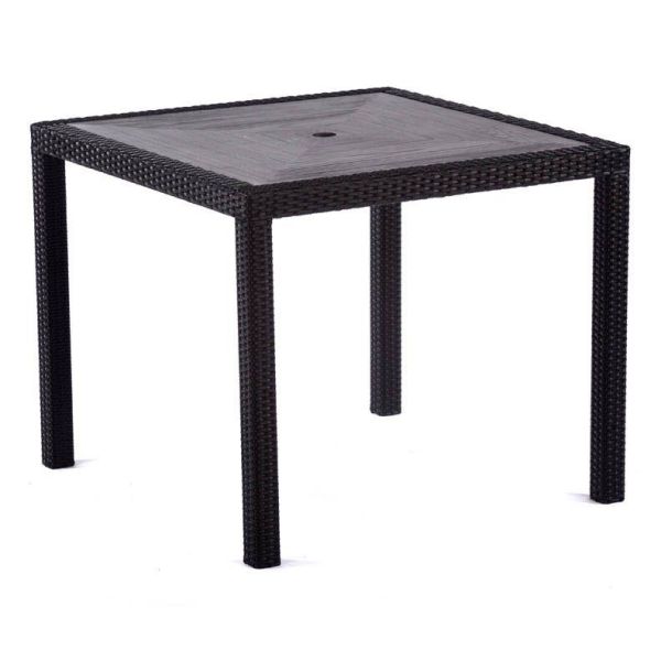Ascot 900 x 900 Rattan Square Polyresin Top Dining Table - Grey and Black, Black colour ,image 1