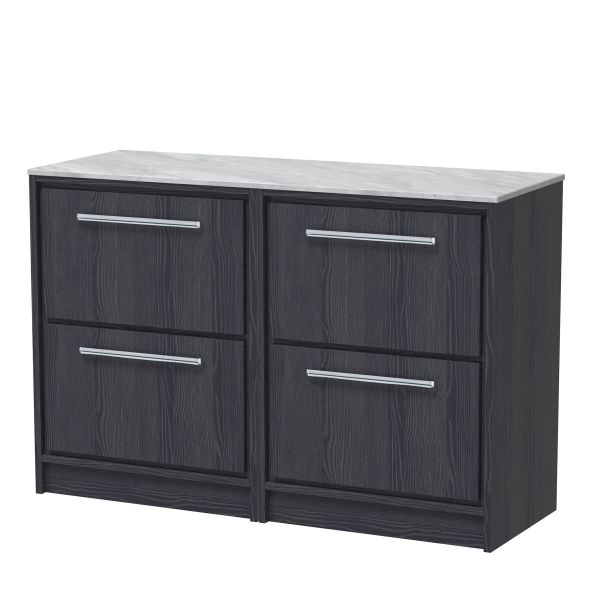 1200mm Floor Standing 4-Drawer Vanity with Marble Worktop - Hudson Reed LIL2233GMT2 Grey, Grey colour ,image 1