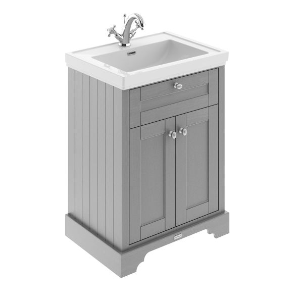 600mm 2-Door Vanity & Classic Basin 1TH - Hudson Reed LOF204 Grey, Grey colour ,image 1