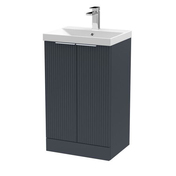 500mm Floor Standing 2 Door Vanity & Basin 3 - Hudson Reed DFF1423D Black, Black colour ,image 1