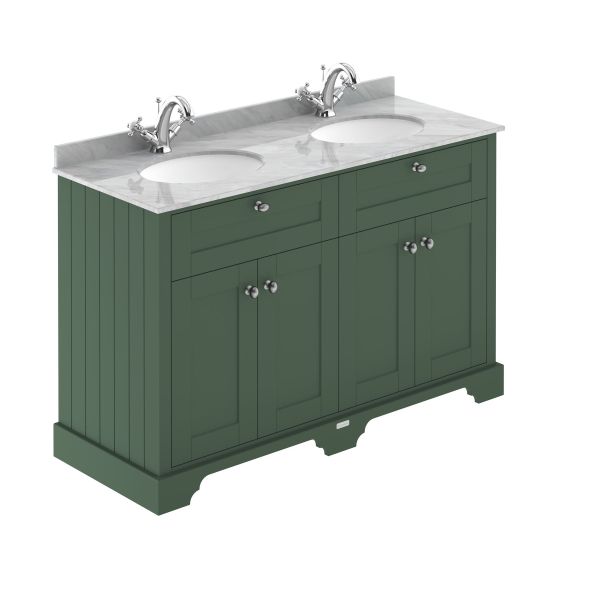 1200mm Cabinet & Double Marble Top (1TH) - Hudson Reed LOF865 Hunter Green, Green colour ,image 1