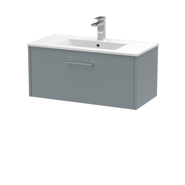 800mm Wall Hung Single Drawer Vanity & Basin 2 - Hudson Reed JNU2325B Grey, Grey colour ,image 1
