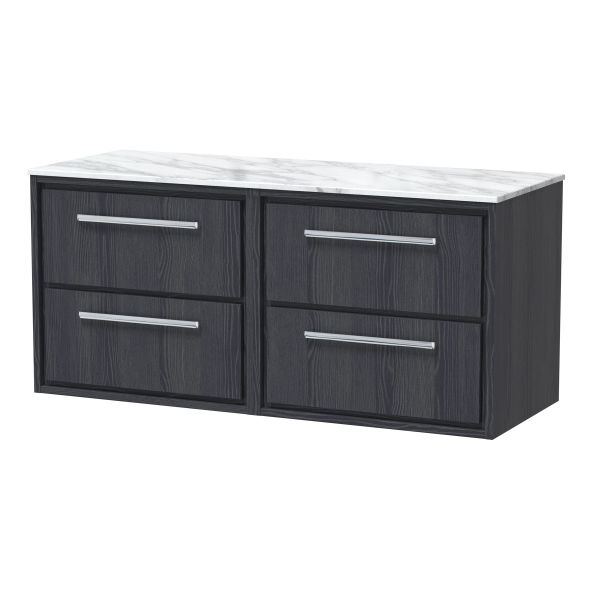 1200mm Wall Hung 4-Drawer Vanity with Marble Worktop - Hudson Reed LIL2224CMT2 Grey, Grey colour ,image 1