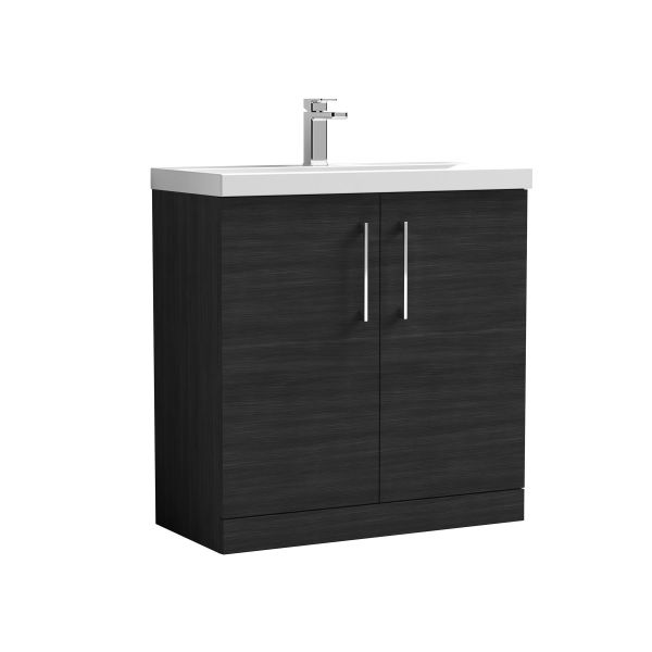 800mm Floor Standing 2 Door Vanity & Basin 1 - Nuie ARN605A Black, Black colour ,image 1