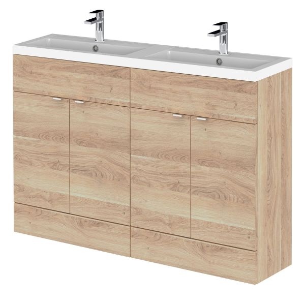 1200mm FS 4-Door Vanity & Double Basin - Hudson Reed CBI3034 Oak, Oak colour ,image 1