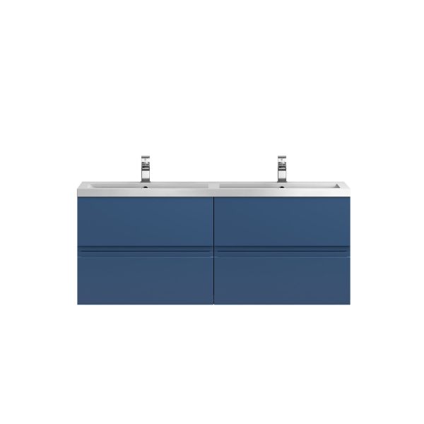 1200 Wall Hung 4 Drawer Vanity & Double Basin - Hudson Reed URB304C Blue, Blue colour ,image 1
