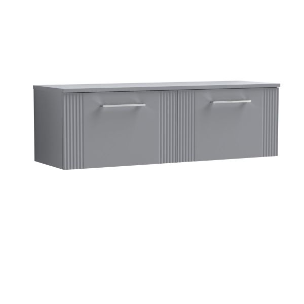 1200mm Wall Hung 2 Drawer Vanity & Worktop - Nuie DPF294W2 Grey, Grey colour ,image 1