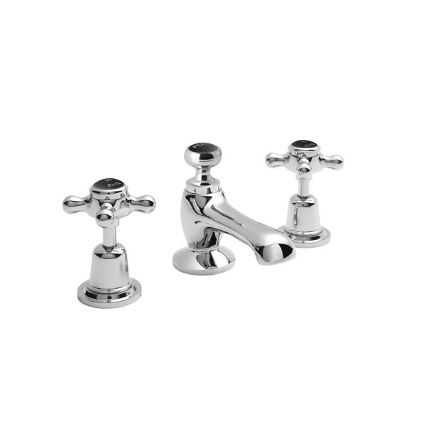 3 Tap Hole Basin Mixer - Hudson Reed BC407DX Chrome, Black/Chrome colour ,image 1
