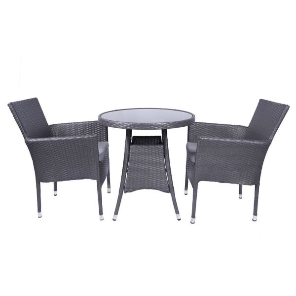 Malaga Two Seater Fixed Bistro Set, Black colour ,image 1