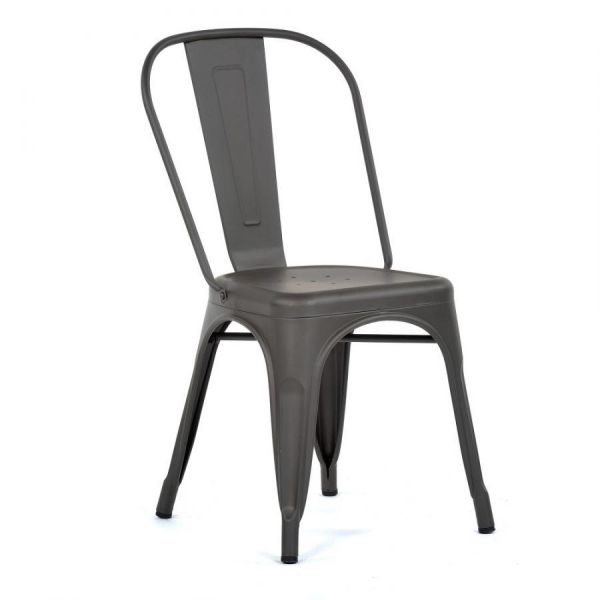 Tolix Style 850 x 450 Metal Garden Chair - Gun Metal, Grey colour ,image 1