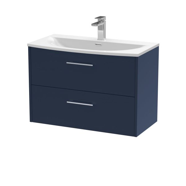 800mm Wall Hung 2-Drawer Vanity & Basin 4 - Hudson Reed JNU2926G Blue, Blue colour ,image 1