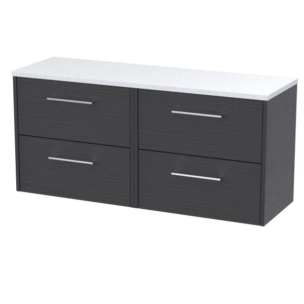 1200 Wall Hung 4-Drawer Vanity & Laminate Worktop - Hudson Reed JNU2224LSW2 Grey, Grey colour ,image 1