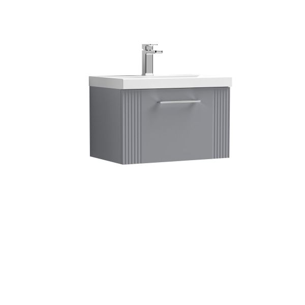 600mm Wall Hung Single Drawer Vanity & Basin 1 - Nuie DPF294A Grey, Grey colour ,image 1