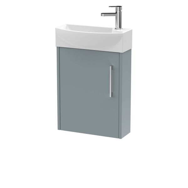 440mm Wall Hung 1 Door Unit & 1TH Basin LH - Hudson Reed JNU2361L Grey, Grey colour ,image 1