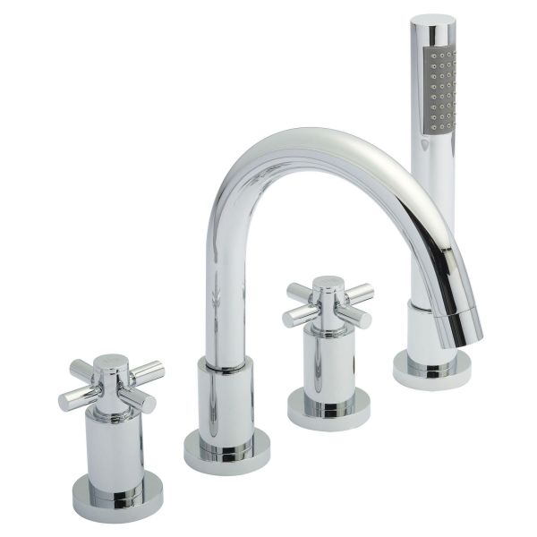 4 Tap Hole Bath Mixer - Hudson Reed TEX334S Chrome, Chrome colour ,image 1