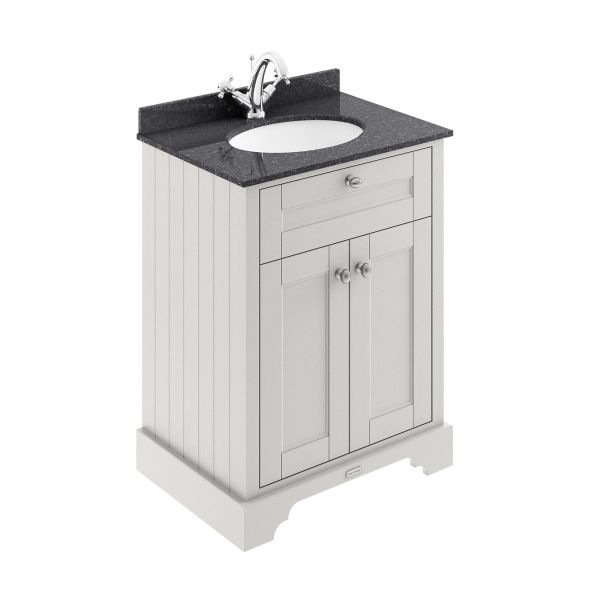 600mm Cabinet & Marble Top (1TH) - Hudson Reed LOF421 Timeless Sand, Grey colour ,image 1