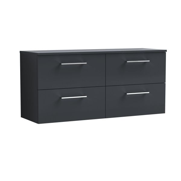 1200mm Wall Hung 4 Drawer Vanity & Worktop - Nuie ARN1424W2 Black, Black colour ,image 1