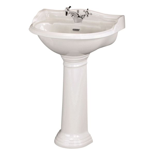 500mm Basin & Pedestal (1 Tap Hole) - Hudson Reed CRT007 White, White colour ,image 1