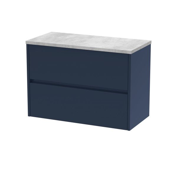 800mm Wall Hung 2-Drawer Unit & Laminate Worktop - Nuie HAV2906LBG Blue, Blue colour ,image 1