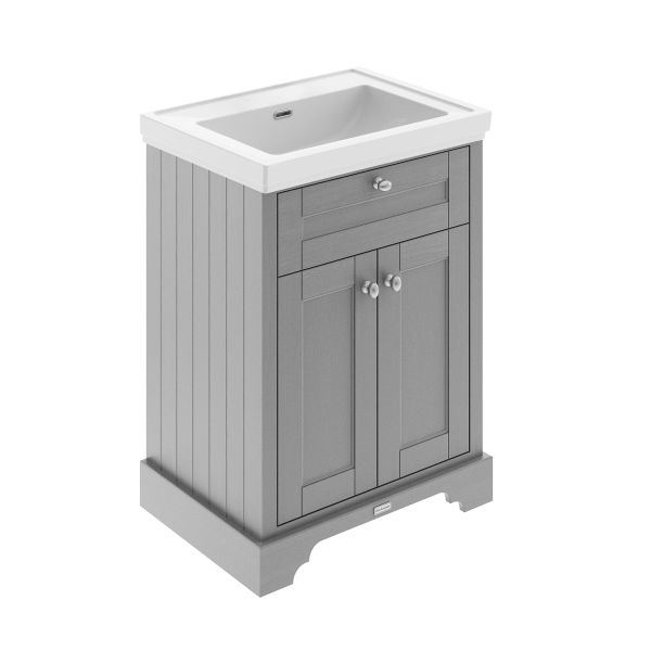 600mm 2-Door Vanity & Classic Basin 0TH - Hudson Reed LOF244 Grey, Grey colour ,image 1