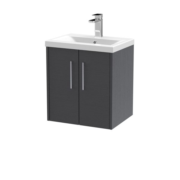 500mm Wall Hung 2 Door Vanity & Basin 1 - Hudson Reed JNU2221A Grey, Grey colour ,image 1
