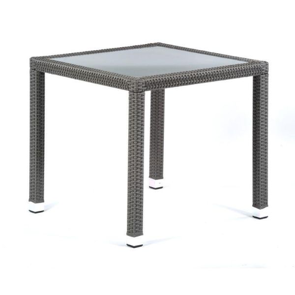 Oasis 800 x 800 Square Rattan Glass Top Table - Dark Grey, Grey colour ,image 1