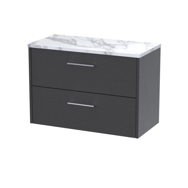 800 Wall Hung 2-Drawer Vanity & Laminate Worktop - Hudson Reed JNU2226LCM Grey, Grey colour ,image 1