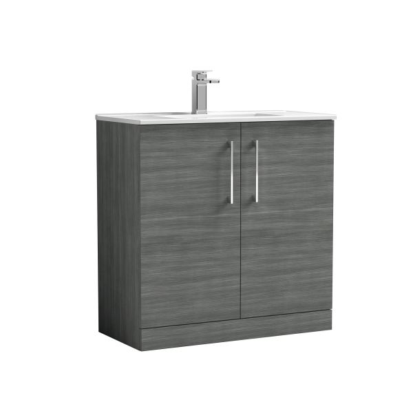 800mm Floor Standing 2 Door Vanity & Basin 2 - Nuie ARN505B Grey, Grey colour ,image 1