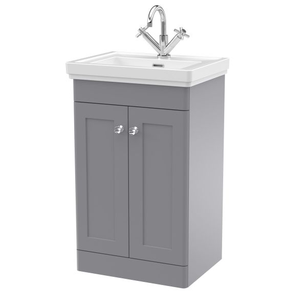 500mm Floor Standing 2-Door Vanity & Basin 1TH - Nuie CLC223A Grey, Grey colour ,image 1