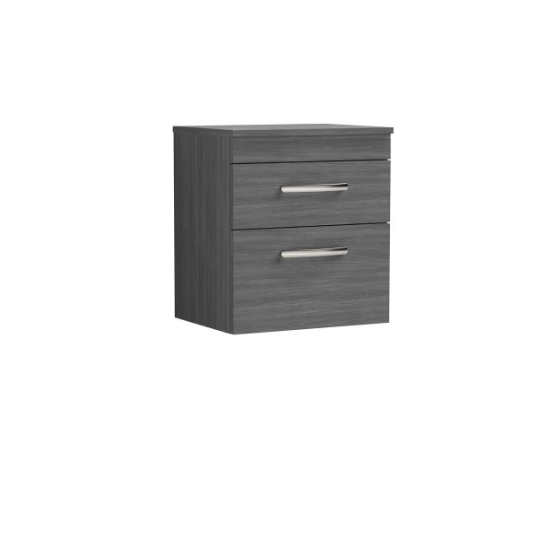 500mm Wall Hung Vanity With Worktop - Nuie ATH018W Anthracite Woodgrain, Brown/Grey colour ,image 1