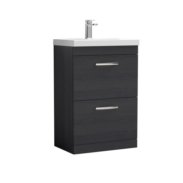 600mm Floor Standing Vanity With Basin 3 - Nuie ATH033D Charcoal Black, Hacienda Black colour ,image 1