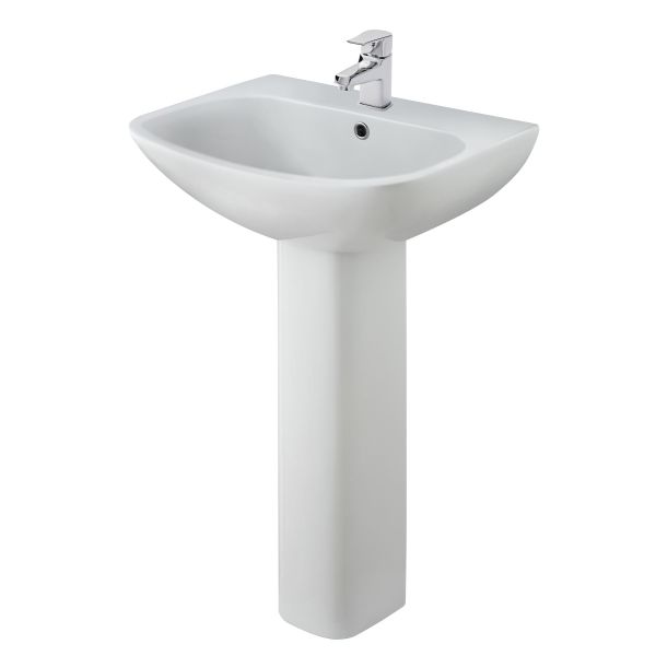 545mm Basin & Pedestal - Nuie NCG400 White, White colour ,image 1