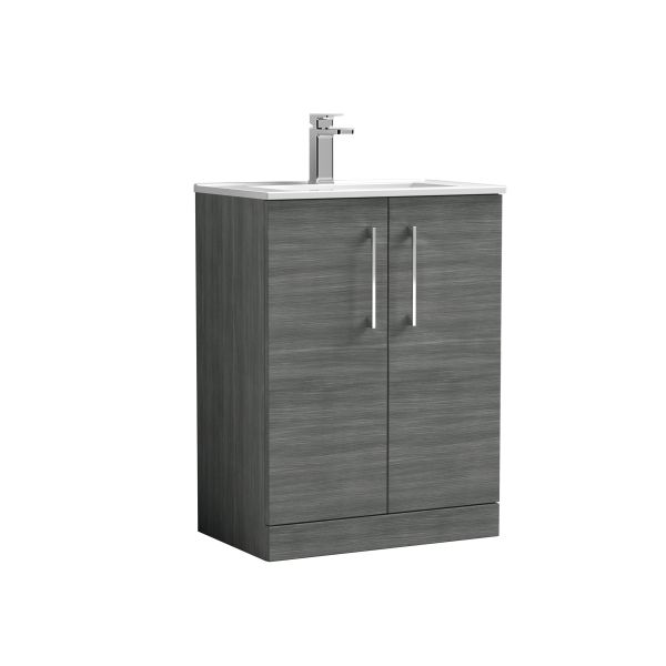 600mm Floor Standing 2 Door Vanity & Basin 2 - Nuie ARN503B Grey, Grey colour ,image 1