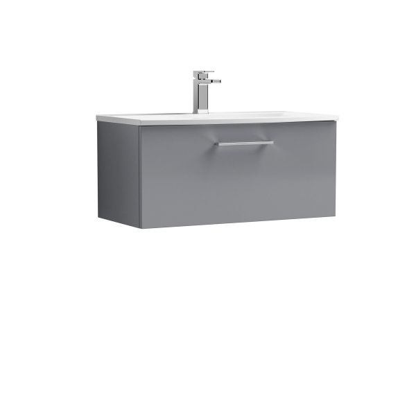 800mm Wall Hung 1 Drawer Vanity & Basin 4 - Nuie ARN2225G Grey, Grey colour ,image 1