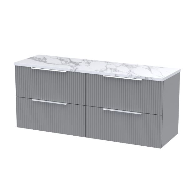 1200 Wall Hung 4-Drawer Vanity & Laminate Worktop - Hudson Reed DFF293LCM2 Grey, Grey colour ,image 1