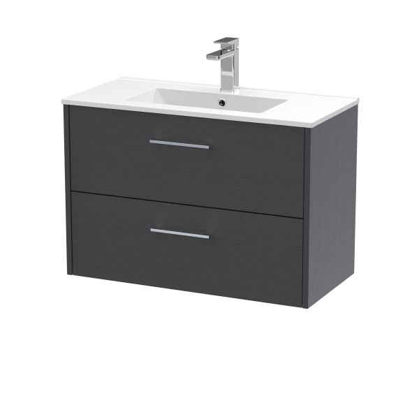 800mm Wall Hung 2 Drawer Vanity & Basin 2 - Hudson Reed JNU2226B Grey, Grey colour ,image 1