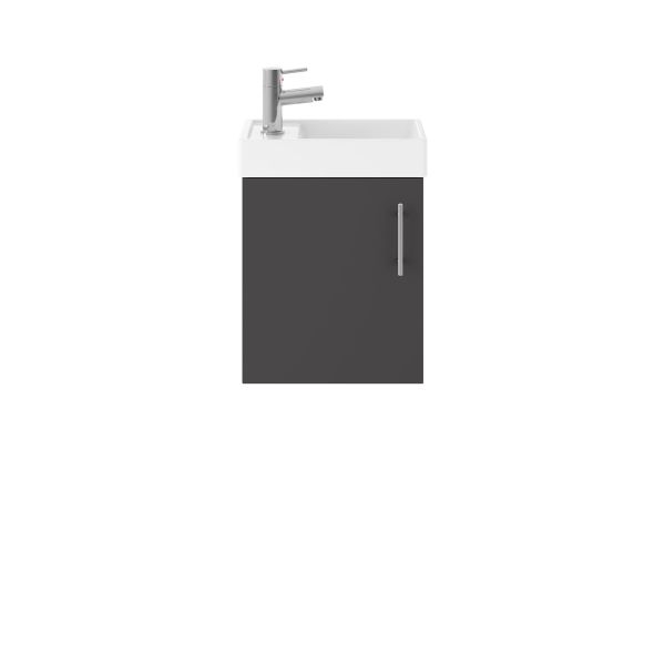 400mm Wall Hung Vanity & Basin - Nuie MIN013 Gloss Grey, Grey colour ,image 1