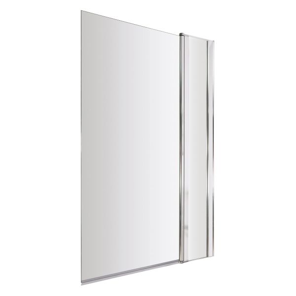 Square Bath Screen With Fixed Panel - Nuie NSSQ1 Chrome, Polished Chrome colour ,image 1