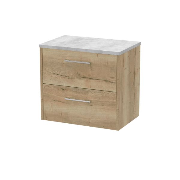 600mm Wall Hung 2 Drawer Vanity & Laminate Top - Hudson Reed JNU1824LBG Oak, Oak colour ,image 1