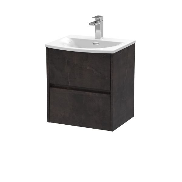500mm Wall Hung 2 Drawer Unit & Basin 4 - Nuie HAV2602G Brown, Brown colour ,image 1