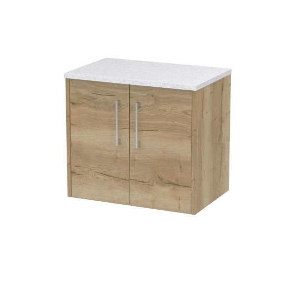 600mm Wall Hung 2 Door Vanity & Laminate Top - Hudson Reed JNU1823LSW Oak, Oak colour ,image 1