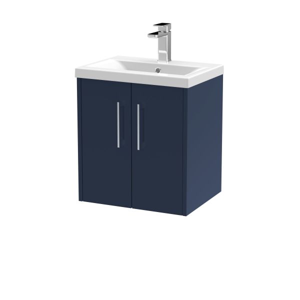 500mm Wall Hung 2-Door Vanity & Basin 1 - Hudson Reed JNU2921A Blue, Blue colour ,image 1