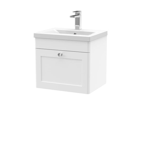 500mm Wall Hung 1 Drawer Vanity & Basin 1 - Nuie CLC191D White, White colour ,image 1