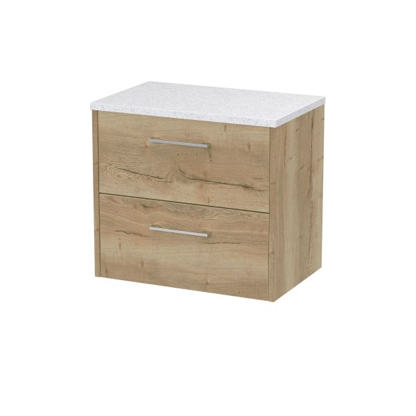 600mm Wall Hung 2 Drawer Vanity & Laminate Top - Hudson Reed JNU1824LSW Oak, Oak colour ,image 1